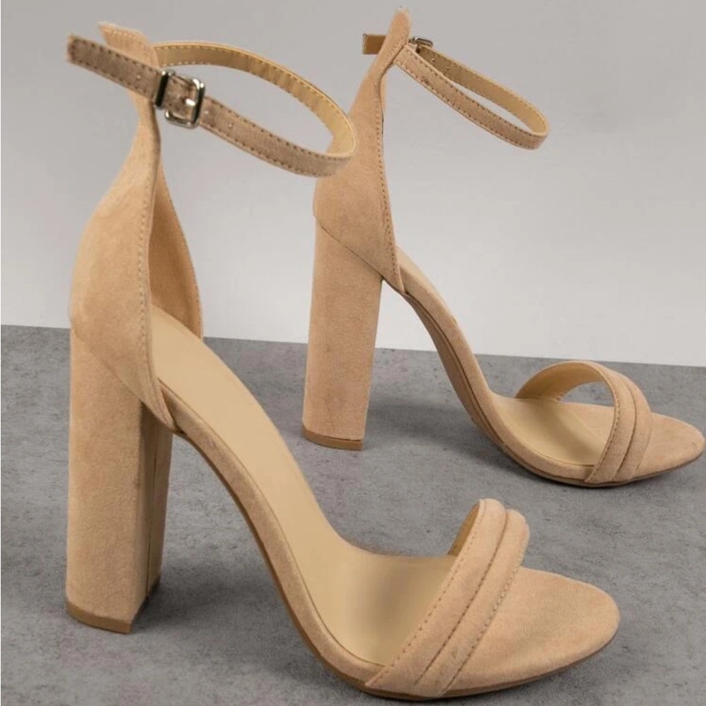 Khaki Ankle Strap Heels - Size 7